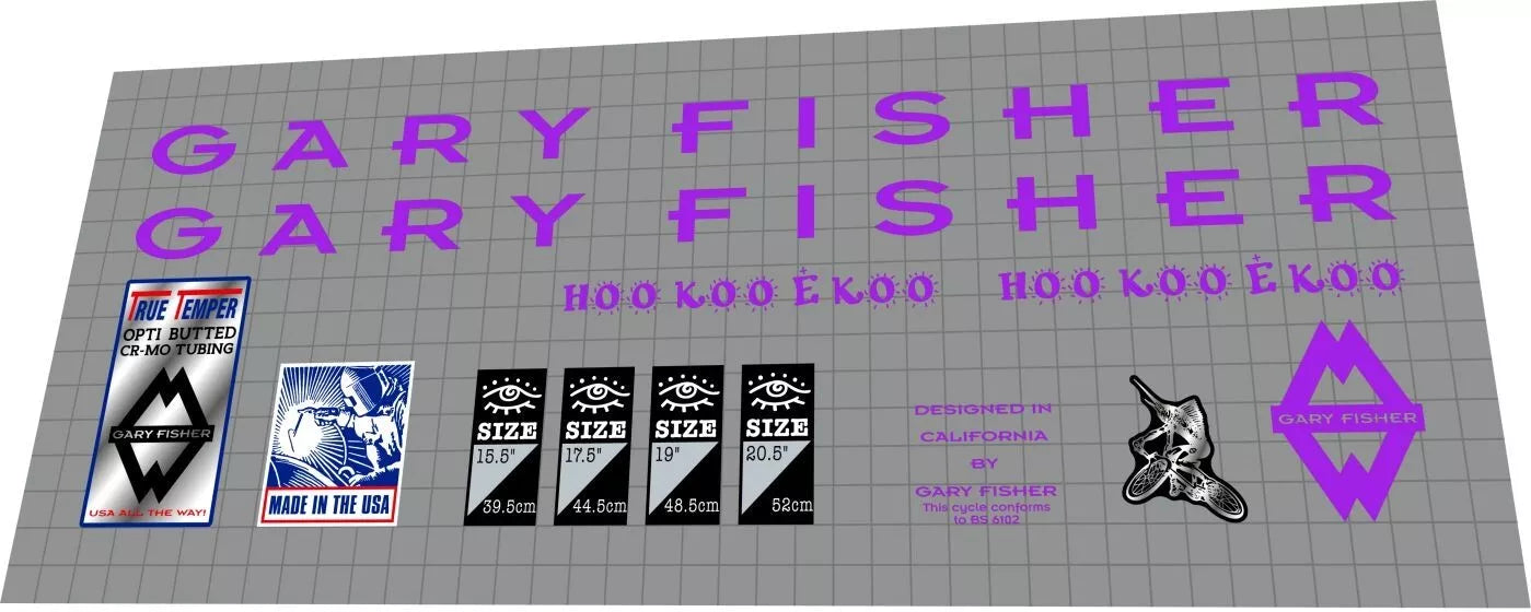 GARY FISHER Hoo Koo E Koo (1994) Frame Decal Set