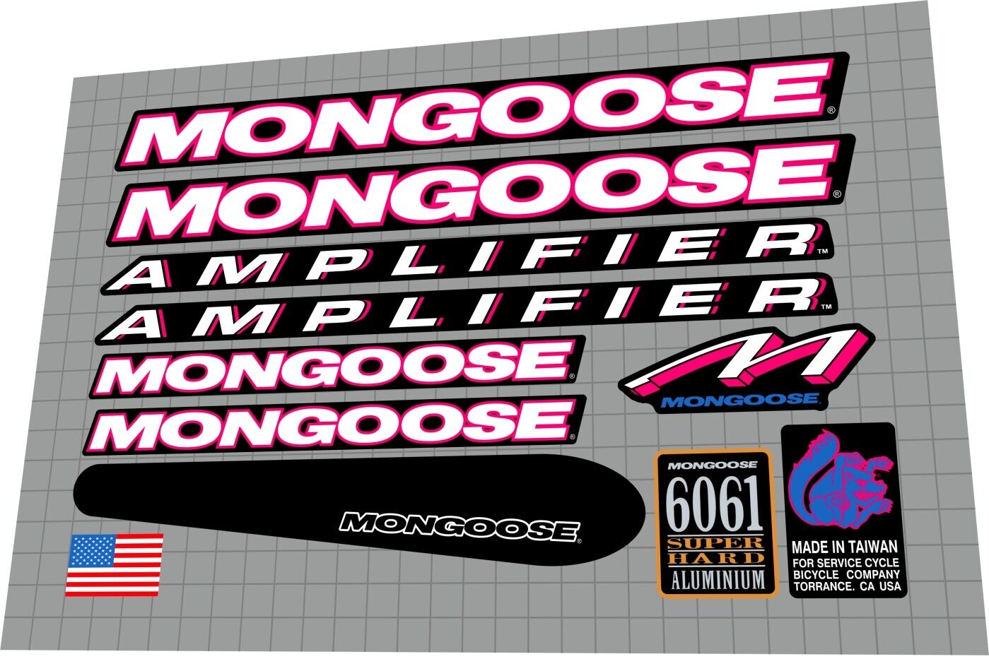 MONGOOSE Amplifier (1994) Frame Decal Set - Bike Decal Replace