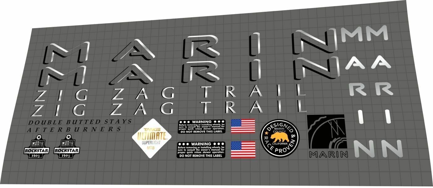 MARIN Zig Zag Trail (1994) Frame Decal Set