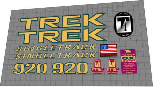 TREK 920 (1994) SingleTrack Frame Decal Set - Bike Decal Replace