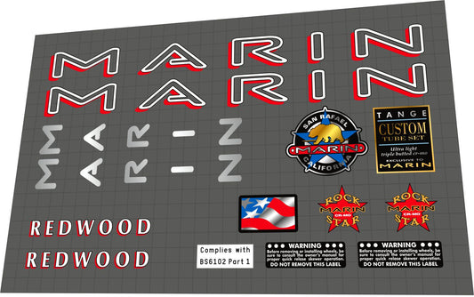 MARIN Redwood (1995) Frame Decal Set