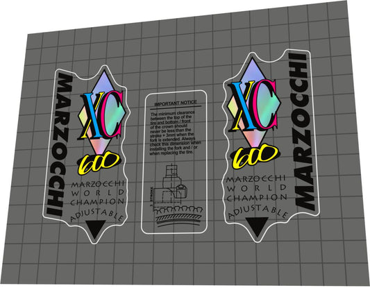 MARZOCCHI XC (1995) 600 Fork Decal Set - Bike Decal Replace
