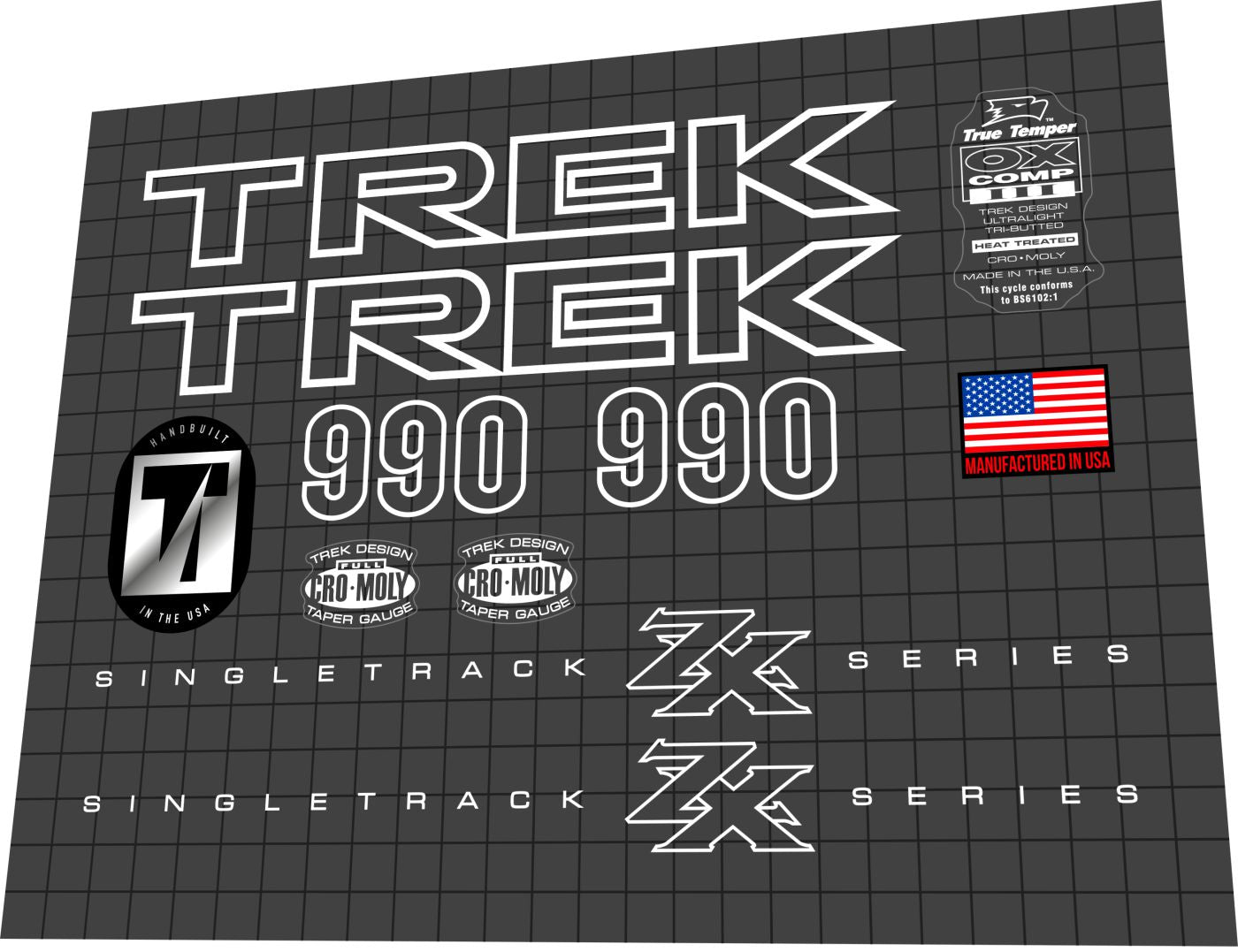 TREK 990 (1995) ZX SingleTrack Frame Decal Set