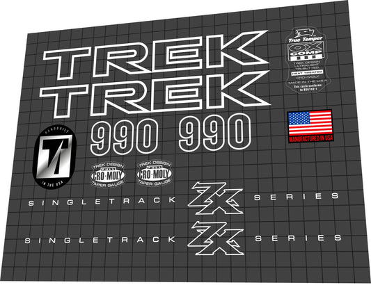 TREK 990 (1995) ZX SingleTrack Frame Decal Set - Bike Decal Replace