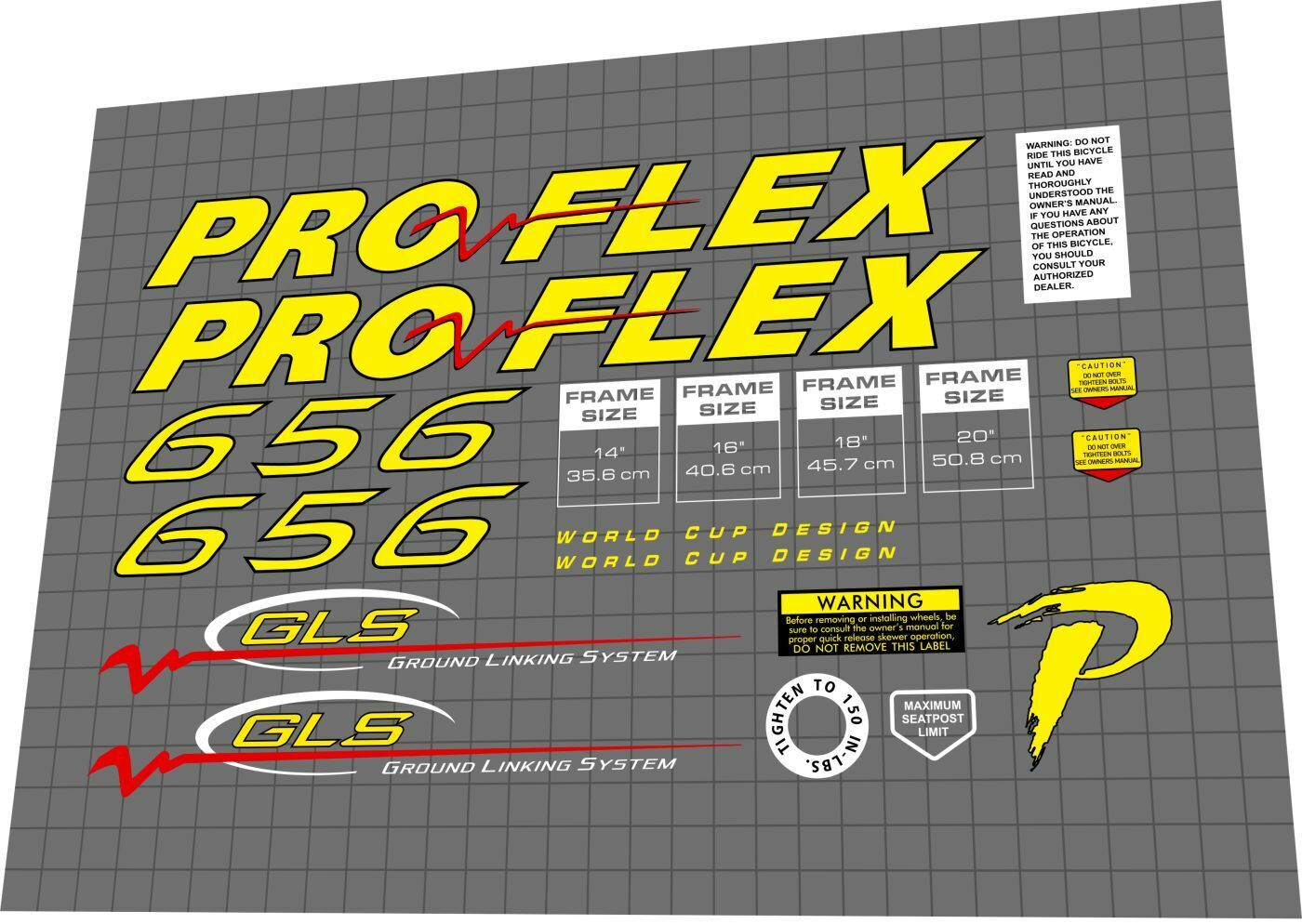 PROFLEX 656 (1996) Frame Decal Set - Bike Decal Replace