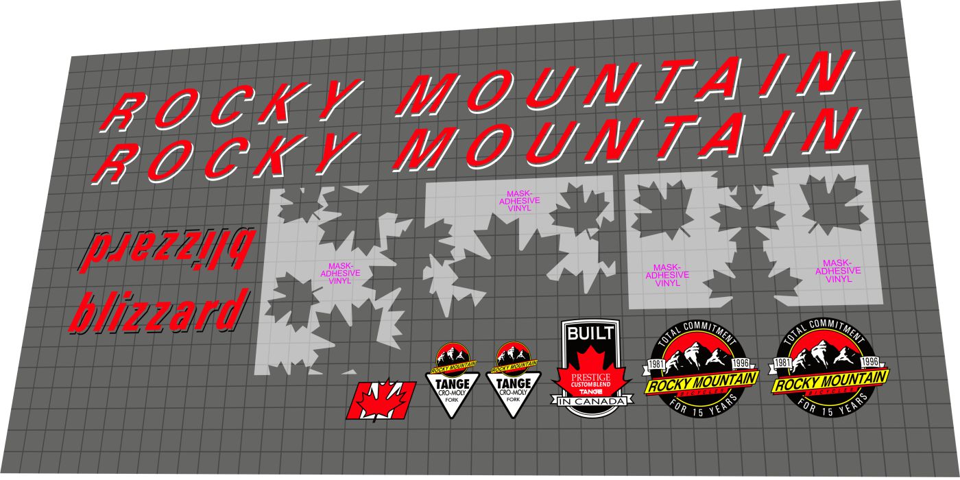 ROCKY MOUNTAIN Blizzard (1996) Frame Decal Set
