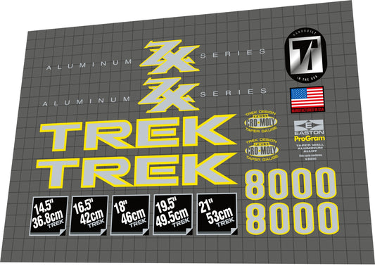 TREK 8000 (1996) ZX Series Frame Decal Set - Bike Decal Replace