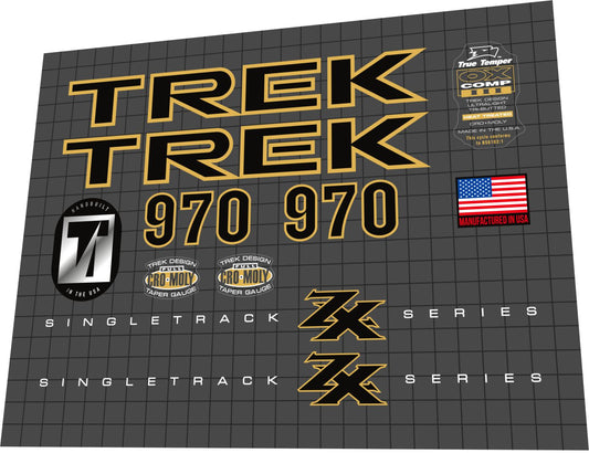 TREK 970 (1996) ZX SingleTrack Frame Decal Set - Bike Decal Replace