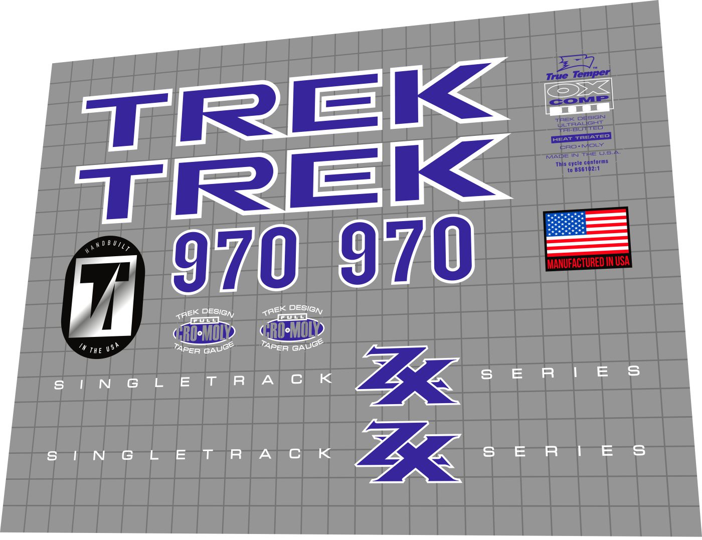 TREK 970 (1996) ZX SingleTrack Frame Decal Set