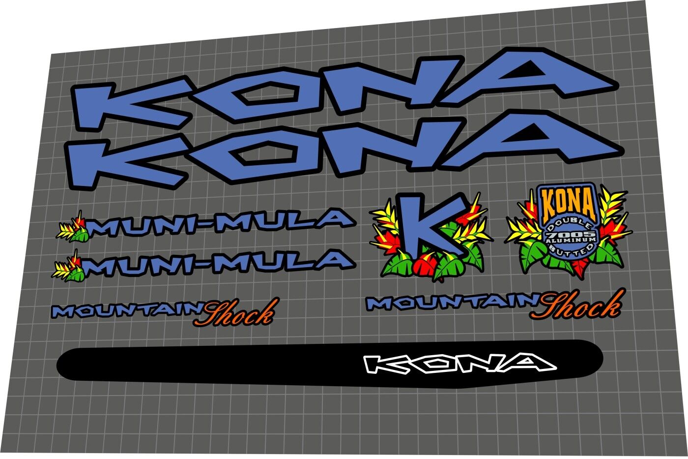 KONA Muni Mula (1997) Frame Decal Set - Bike Decal Replace