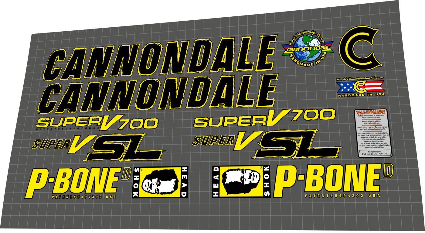 CANNONDALE Super V 700 SL (1998) Frame Decal Set