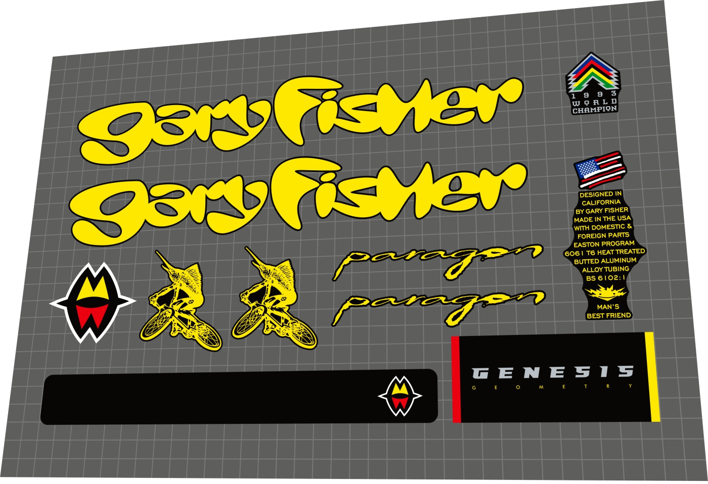 GARY FISHER Paragon (1998) Frame Decal Set