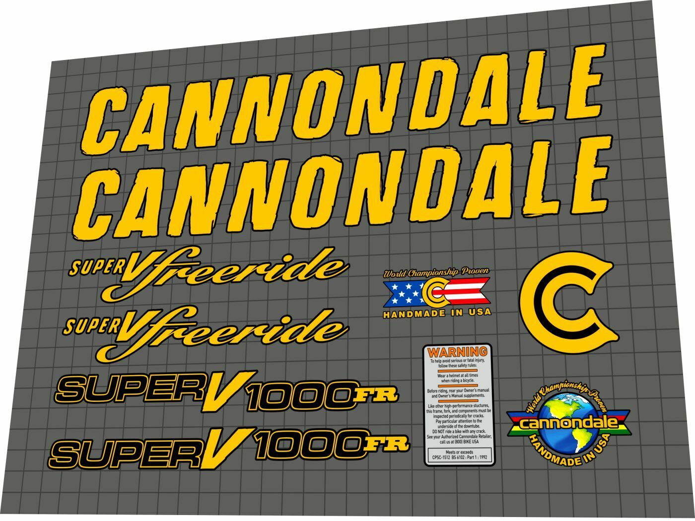 CANNONDALE Super V 1000 FR (1998) Frame Decal Set - Bike Decal Replace