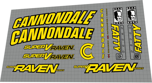 CANNONDALE SuperV (1999) Raven Series Frame Decal Set - Bike Decal Replace