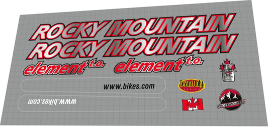 ROCKY MOUNTAIN Element T.O. (1999) Frame Decal Set
