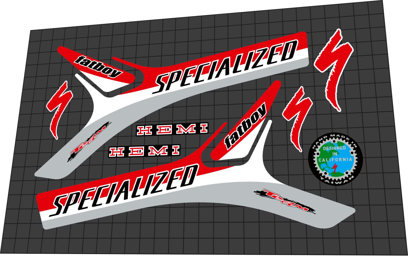 SPECIALIZED Fatboy Hemi Team 12 (1999) Frame Decal Set