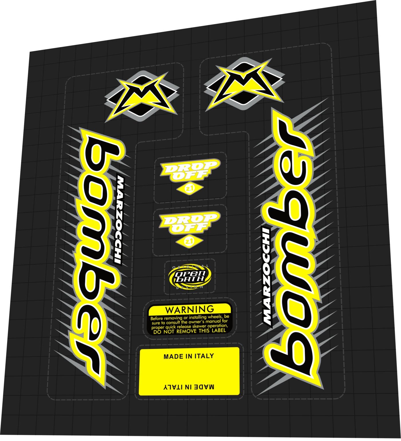 MARZOCCHI Bomber (1999) Drop Off Z1 Fork Decal Set - Bike Decal Replace