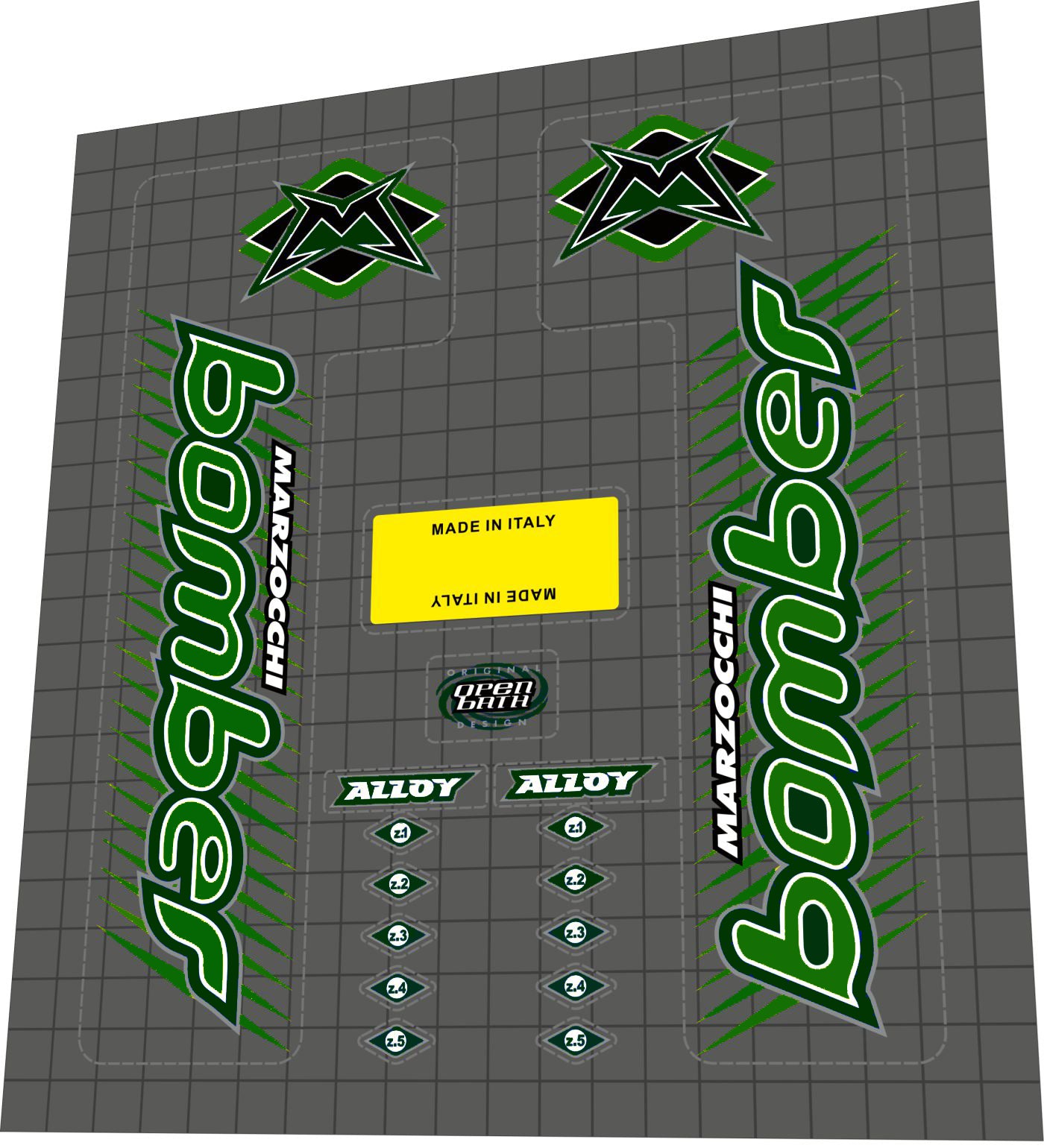 MARZOCCHI Bomber (1999) Alloy Z1-Z5 Fork Decal Set - Bike Decal Replace