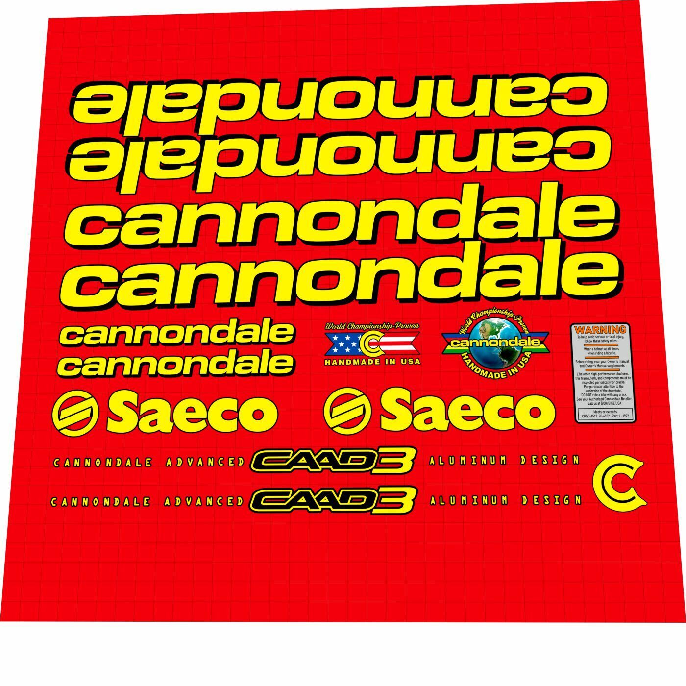 CANNONDALE Saeco Team (1999) CAAD3 Frame Decal Set - Bike Decal Replace