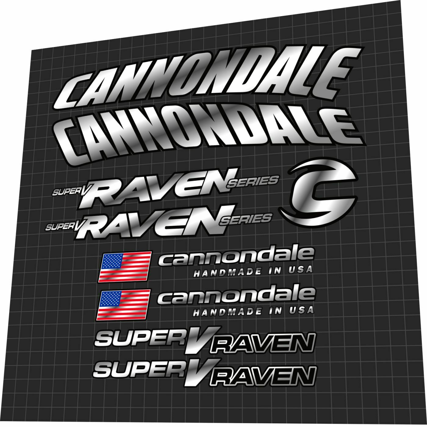 CANNONDALE SuperV (1999) Raven Series Frame Decal Set - Bike Decal Replace