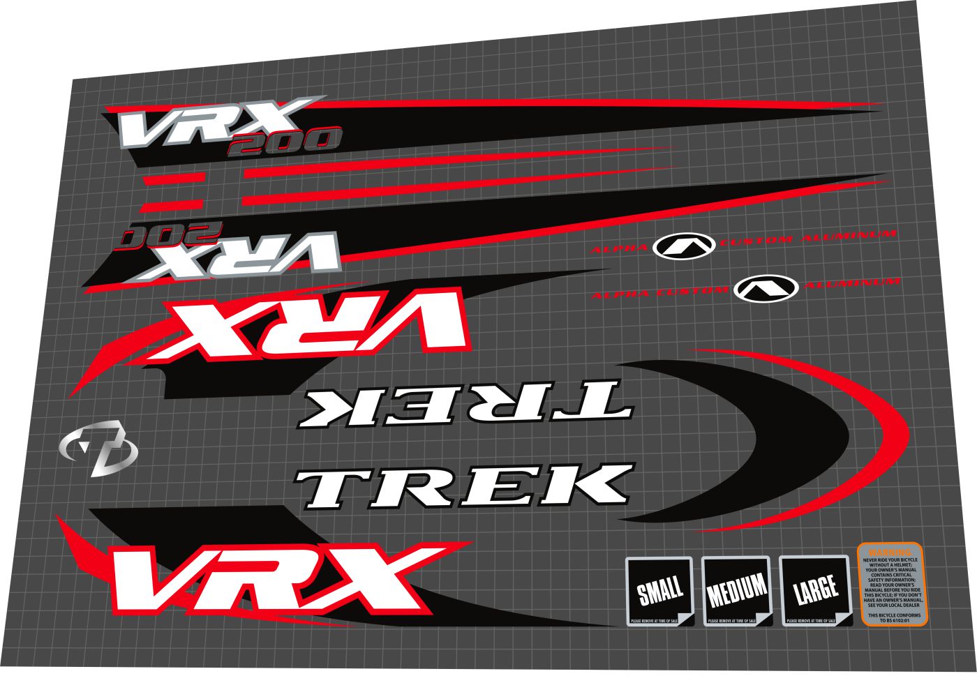 TREK VRX 200 (1999) Frame Decal Set