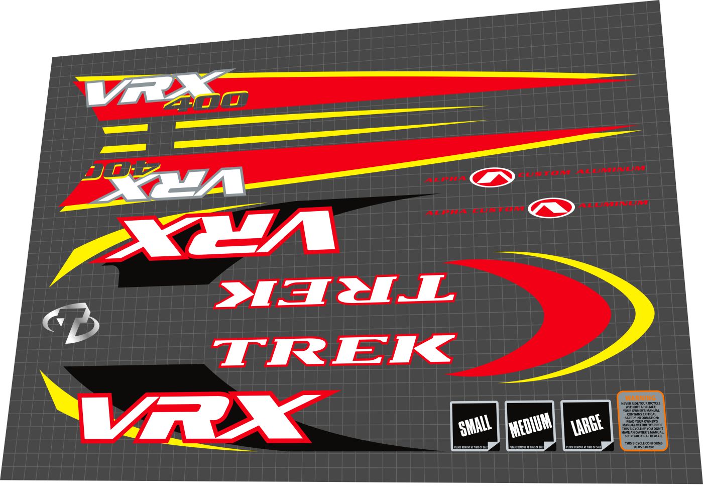 TREK VRX 400 (1999) Frame Decal Set