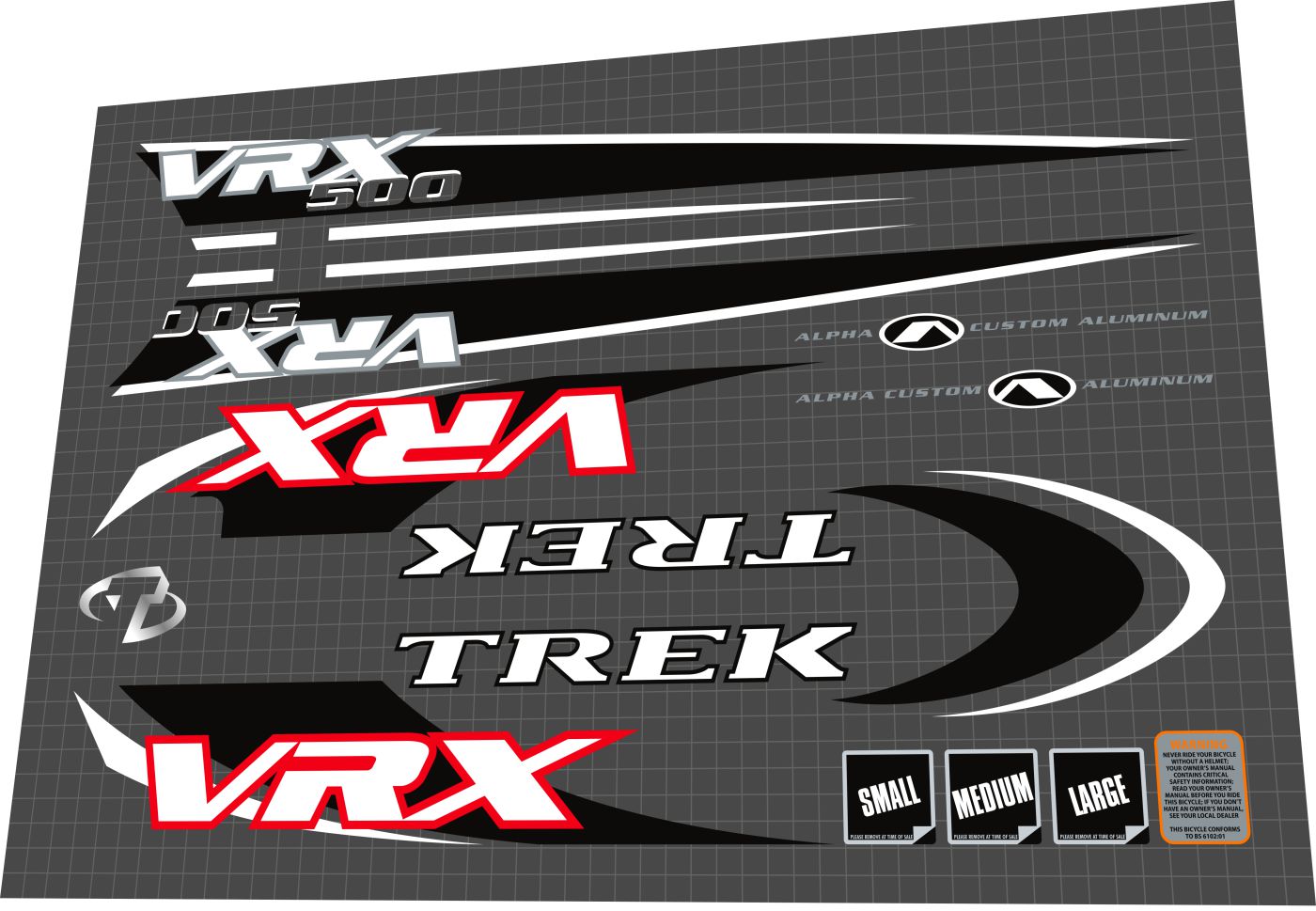 TREK VRX 500 (1999) Frame Decal Set