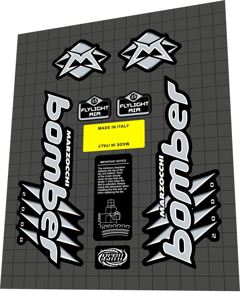 MARZOCCHI Bomber (2000) Flylight Air Z5 Fork Decal Set - Bike Decal Replace