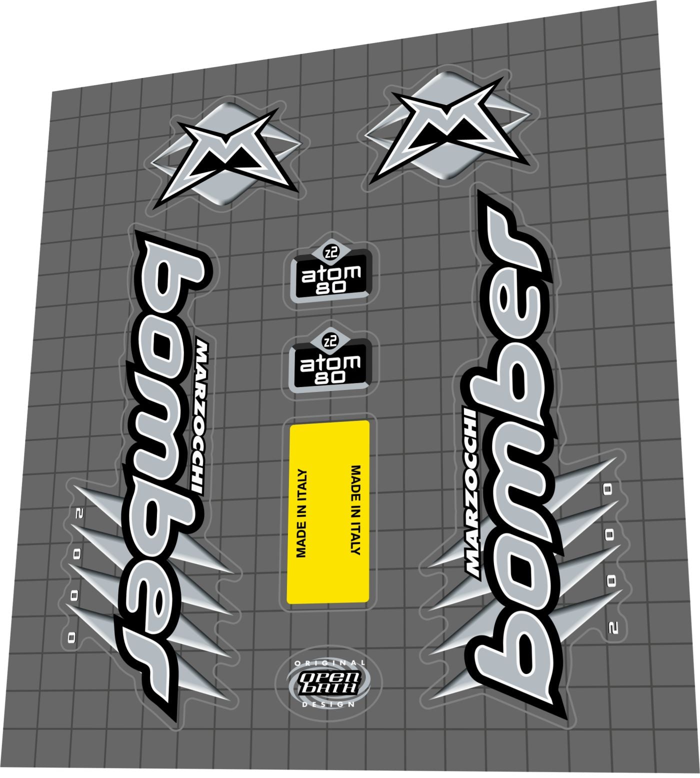 MARZOCCHI Bomber (2000) Atom Race Z2 Fork Decal Set - Bike Decal Replace