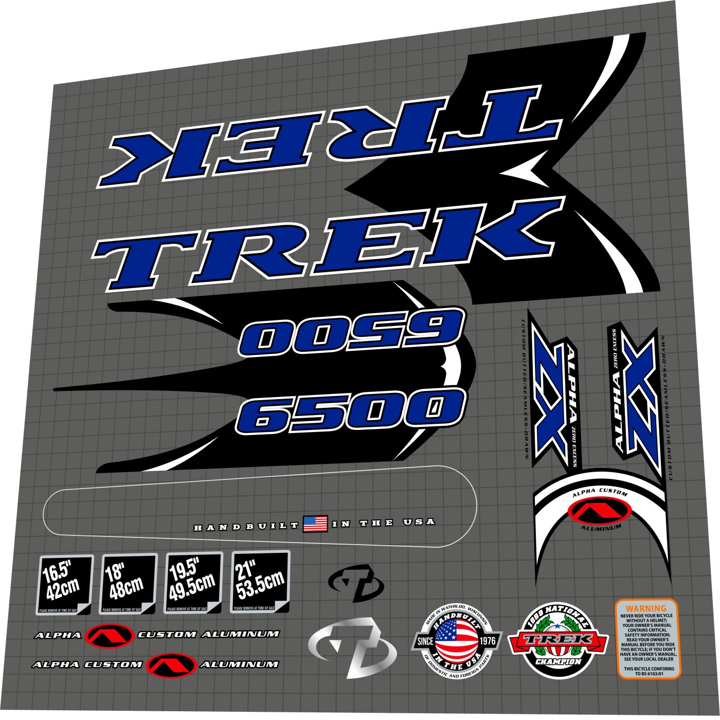 TREK 6500 (2001) ZX Frame Decal Set