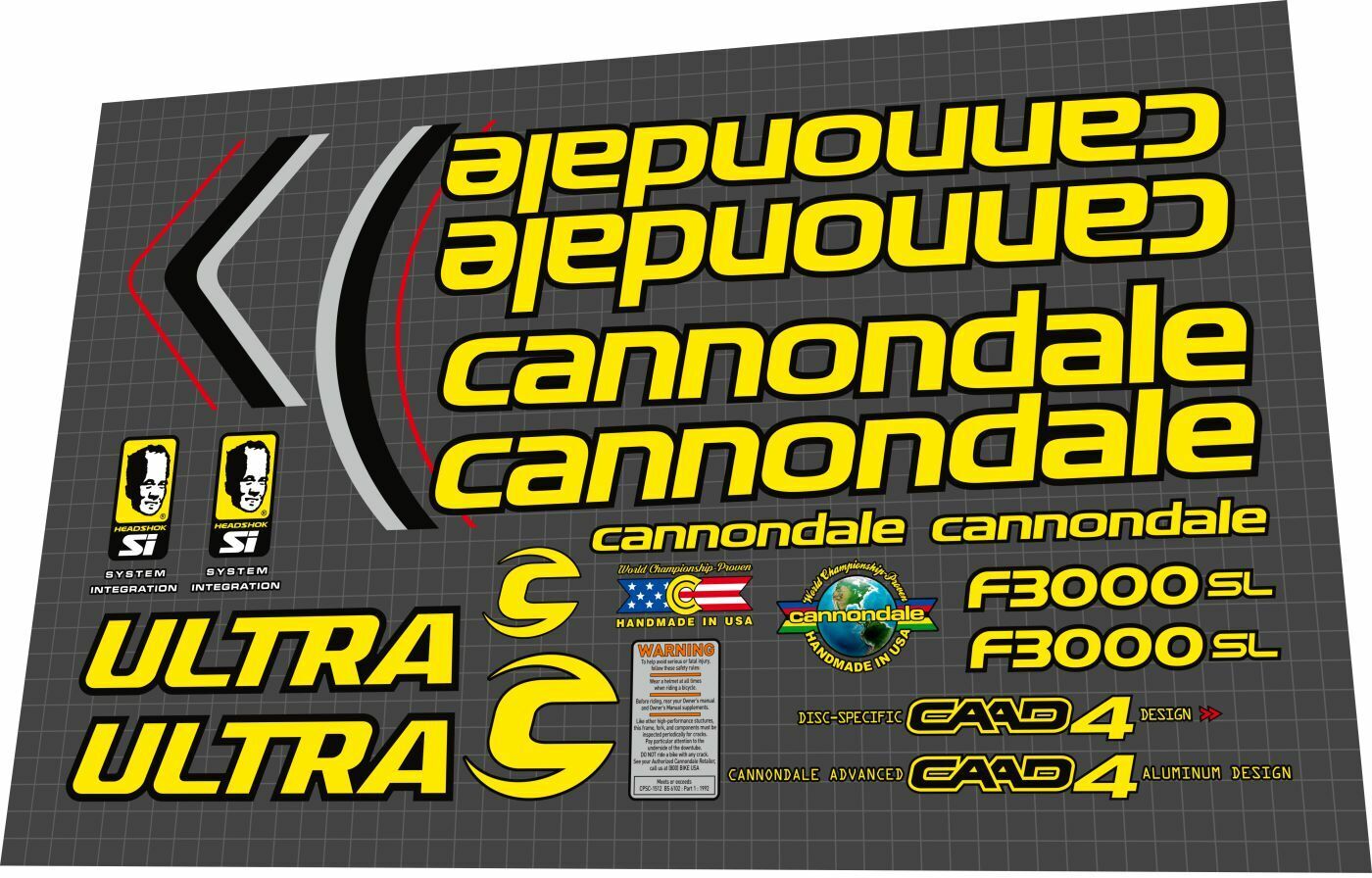 CANNONDALE F3000 SL (2001) CAAD4 Frame Decal Set - Bike Decal Replace