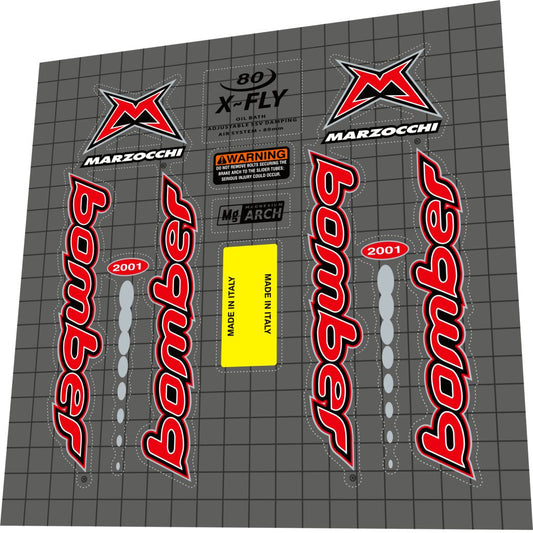 MARZOCCHI Bomber (2001) X Fly 80 Fork Decal Set - Bike Decal Replace