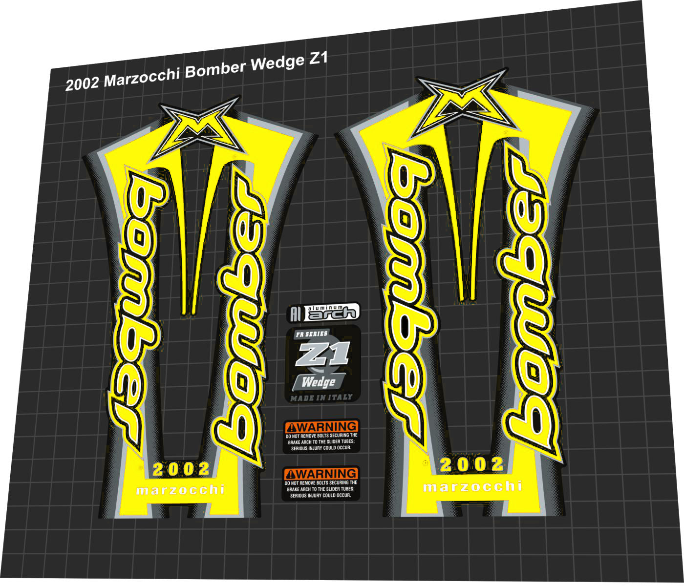 MARZOCCHI Bomber (2002) Wedge Z1 Fork Decal Set - Bike Decal Replace