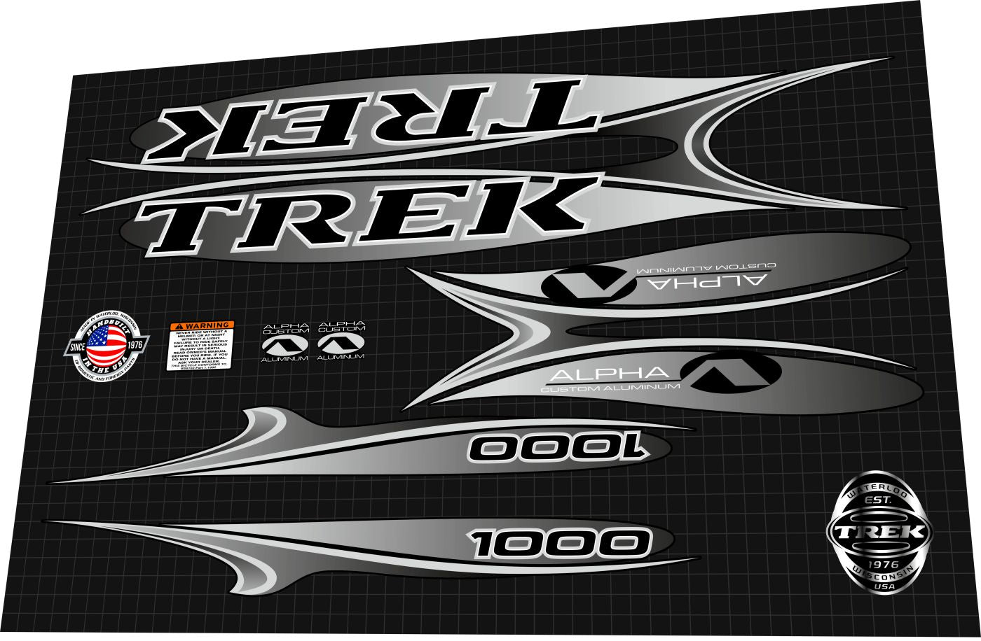 TREK 1000 (2003) Alpha Aluminum Frame Decal Set