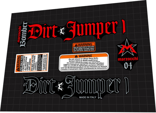 MARZOCCHI Bomber (2004) Dirt Jumper 1 Fork Decal Set - Bike Decal Replace