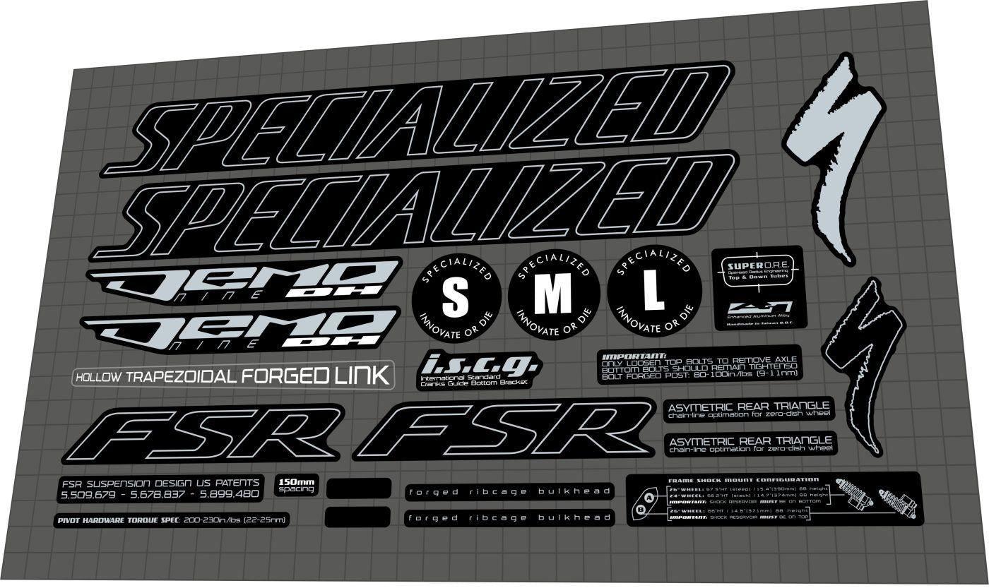 SPECIALIZED Demo DH 9 (2004) Frame Decal Set