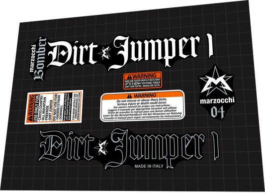 MARZOCCHI Bomber (2004) Dirt Jumper 1 Fork Decal Set - Bike Decal Replace