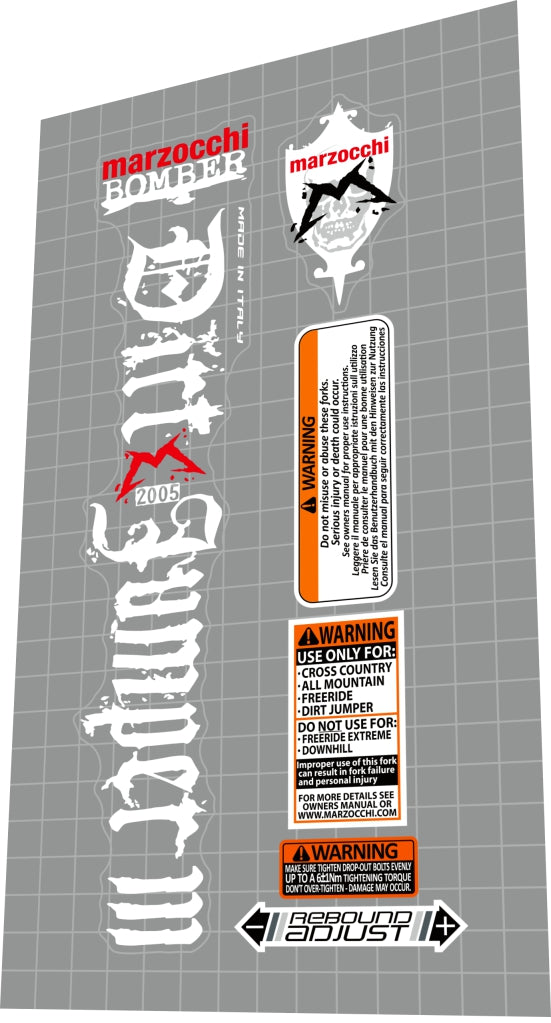 MARZOCCHI Bomber (2005) Dirt Jumper 3 Fork Decal Set - Bike Decal Replace