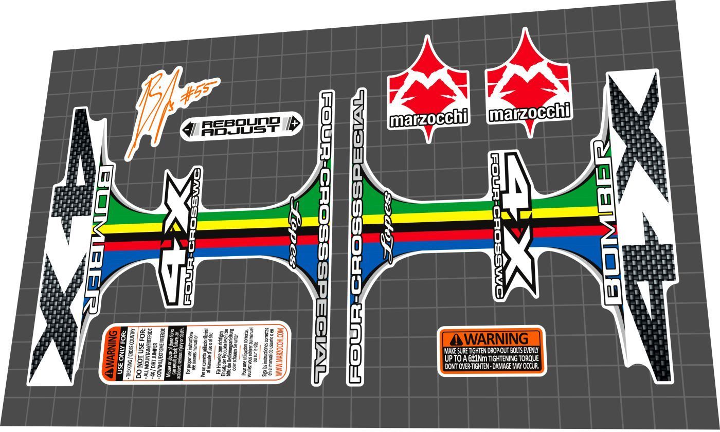 MARZOCCHI 4X Special (2007) World Cup Fork Decal Set - Bike Decal Replace