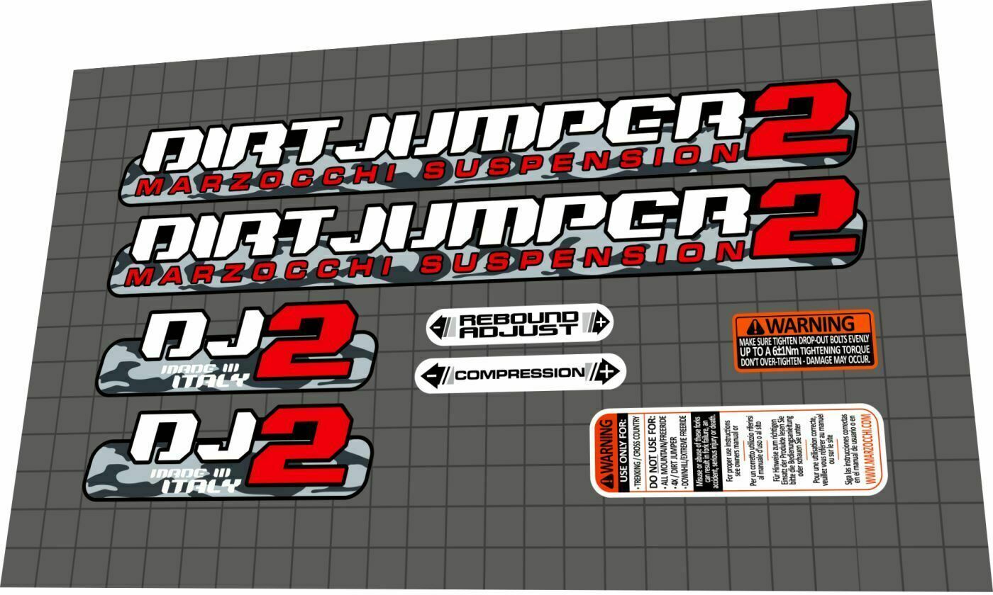 MARZOCCHI Dirt Jumper 2 (2007) Fork Decal Set - Bike Decal Replace