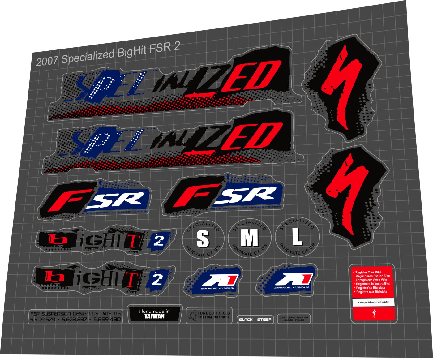 SPECIALIZED BigHit FSR 2 (2007) Frame Decal Set