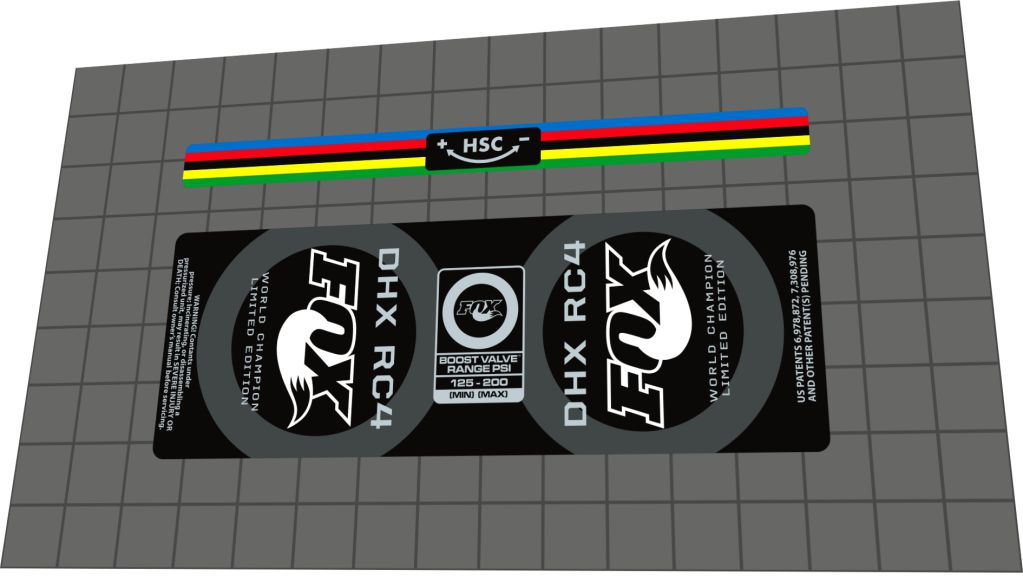 FOX DHX RC4 (2008) WC Rear Shock Decal Set - Bike Decal Replace