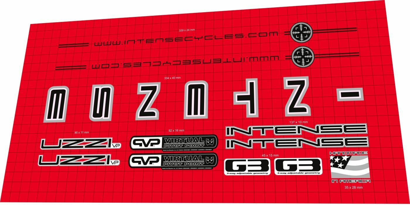 INTENSE Uzzi VP (2009) Frame Decal Set