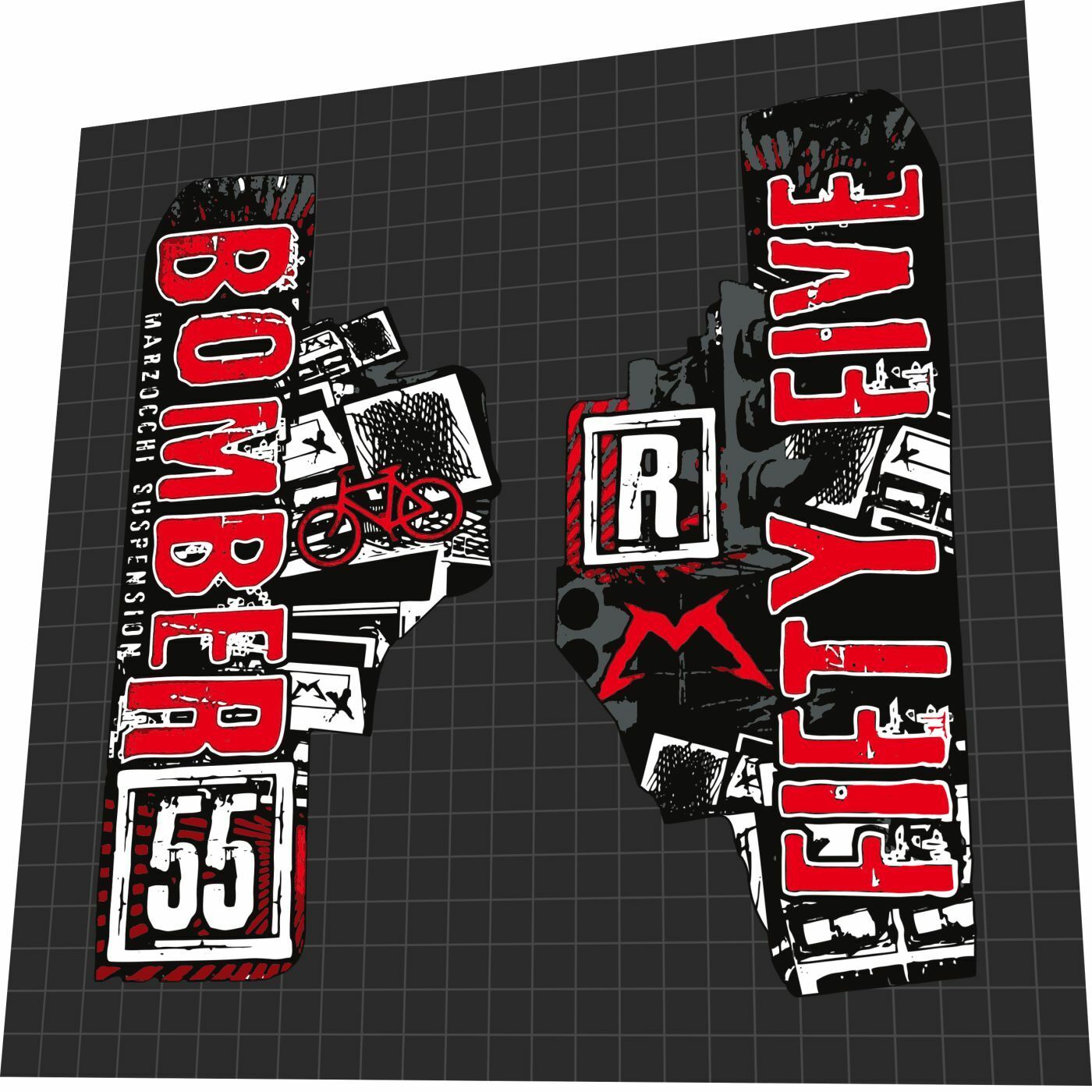MARZOCCHI Bomber (2009) 55 R Fork Decal Set