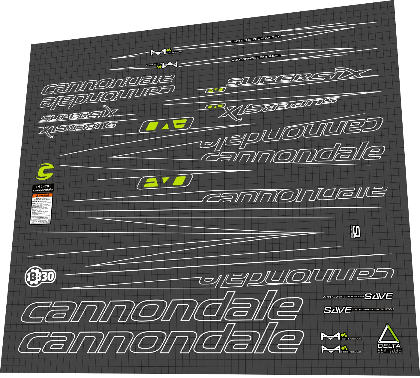 CANNONDALE SuperSix (2012) EVO 2 RED Frame Decal Set
