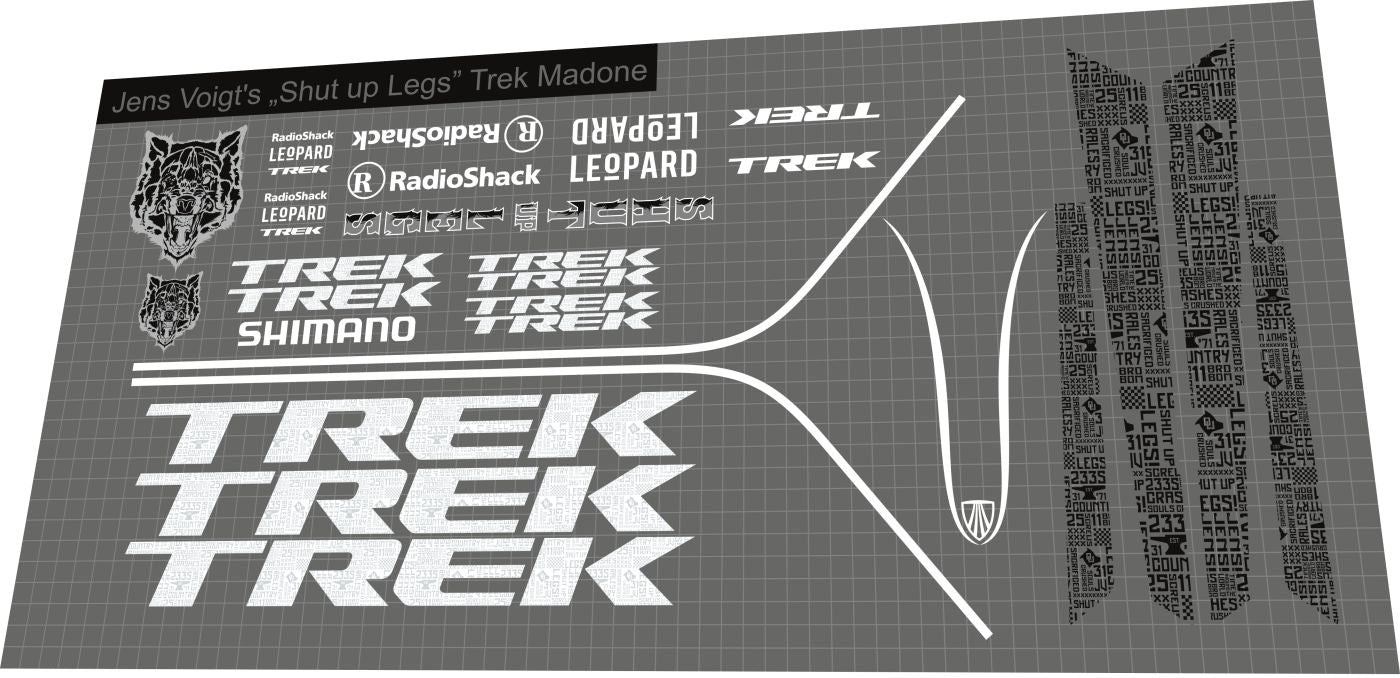 TREK Madone (2012) Jens Voight's Shut up Legs Frame Decal Set - Bike Decal Replace
