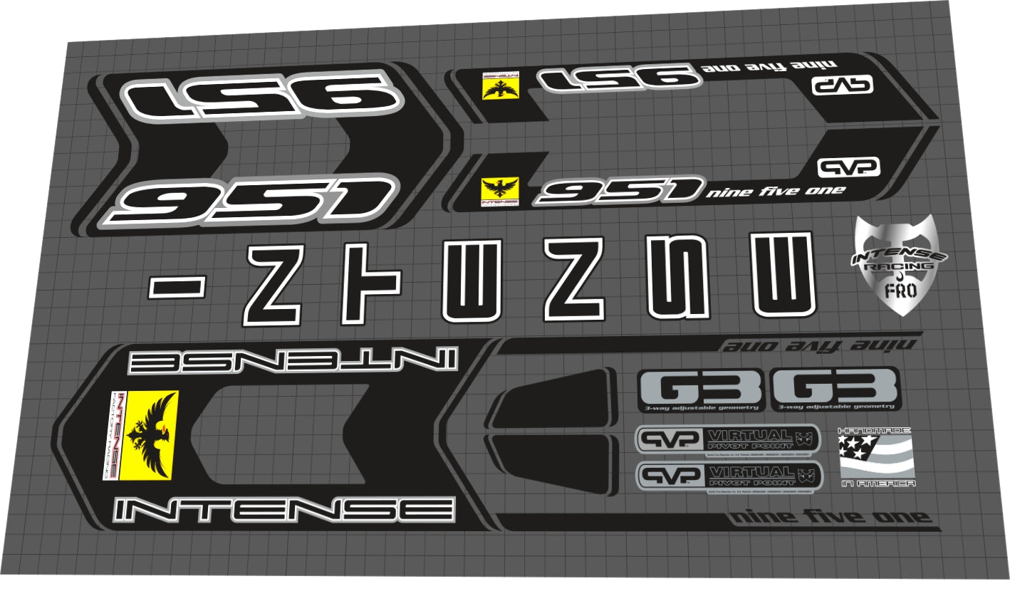 INTENSE 951 (2012) Frame Decal Set
