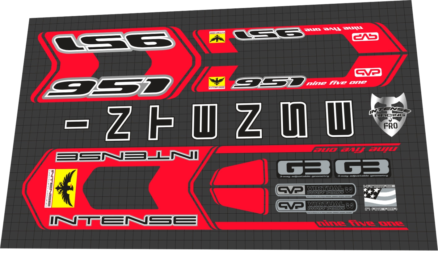 INTENSE 951 (2012) Frame Decal Set