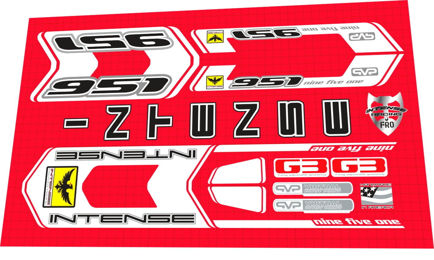 INTENSE 951 (2012) Frame Decal Set