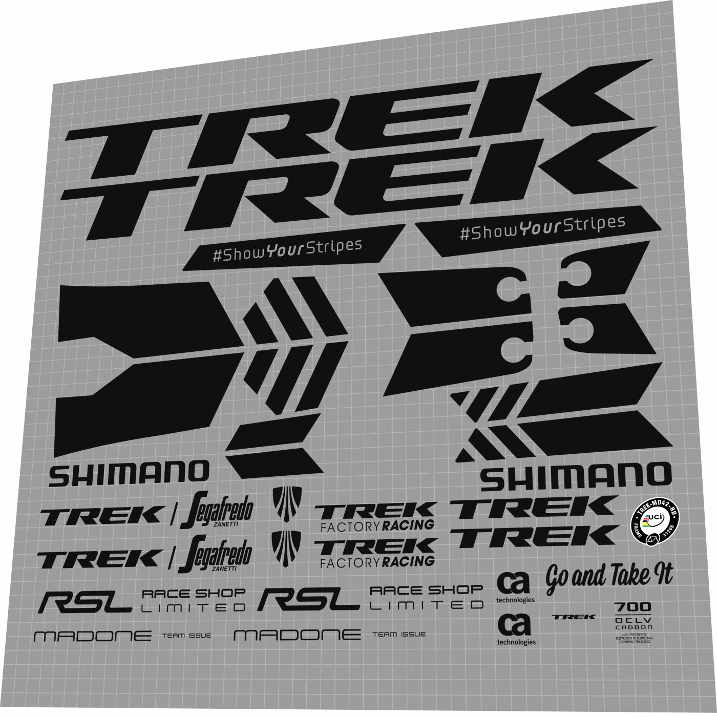 TREK Madone (2016-2017) 9 Team Issue Frame Decal Set